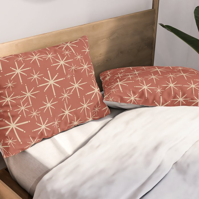 Mid Century Modern Twinkling Stars Retro Atomic Rust Pattern Pillow Sham Gallery Image 2