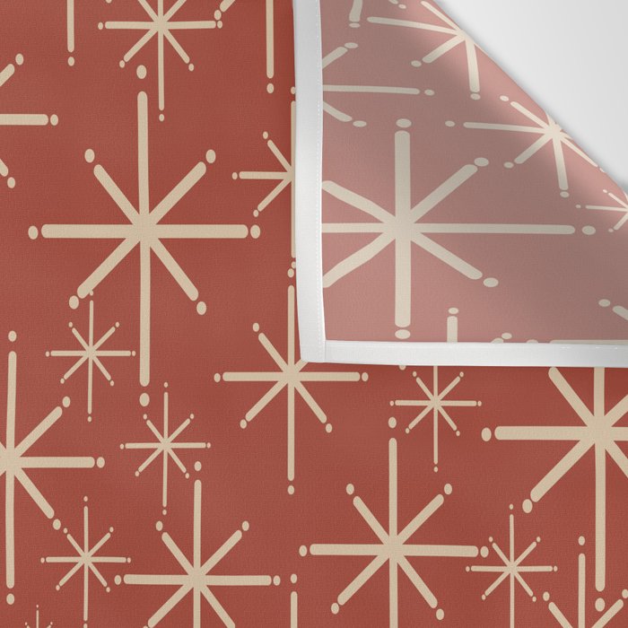 Mid Century Modern Twinkling Stars Retro Atomic Rust Pattern Wall Tapestry Gallery Image 3