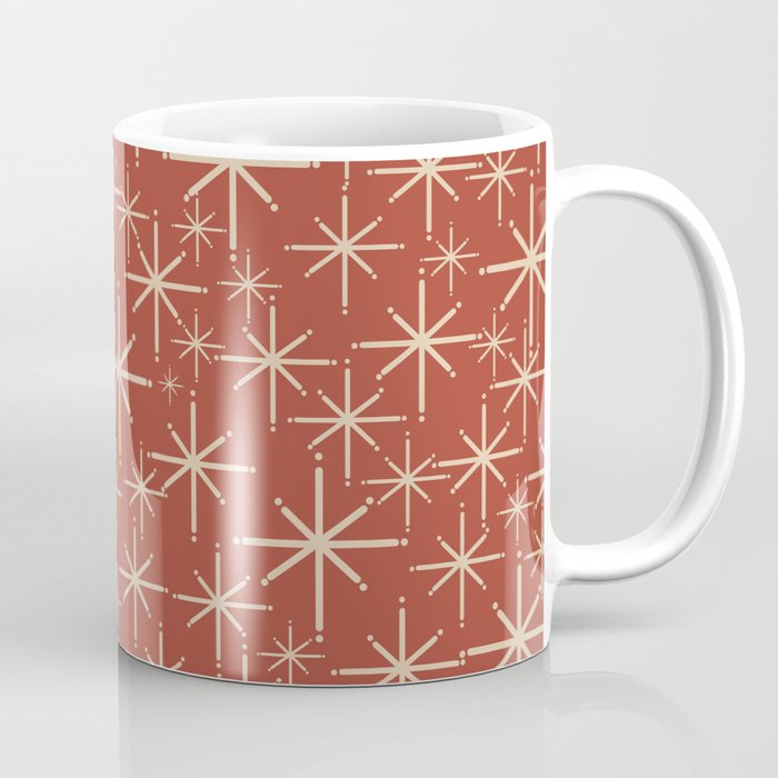 Mid Century Modern Twinkling Stars Retro Atomic Rust Pattern Coffee Mug Gallery Image 1