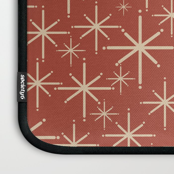 Mid Century Modern Twinkling Stars Retro Atomic Rust Pattern Laptop Sleeve Gallery Image 3