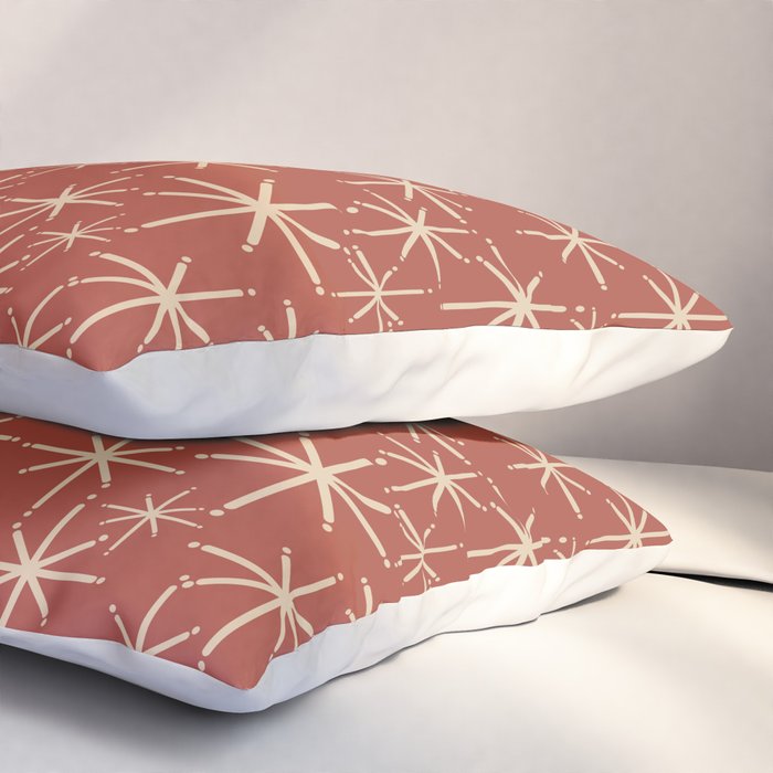 Mid Century Modern Twinkling Stars Retro Atomic Rust Pattern Pillow Sham Gallery Image 3