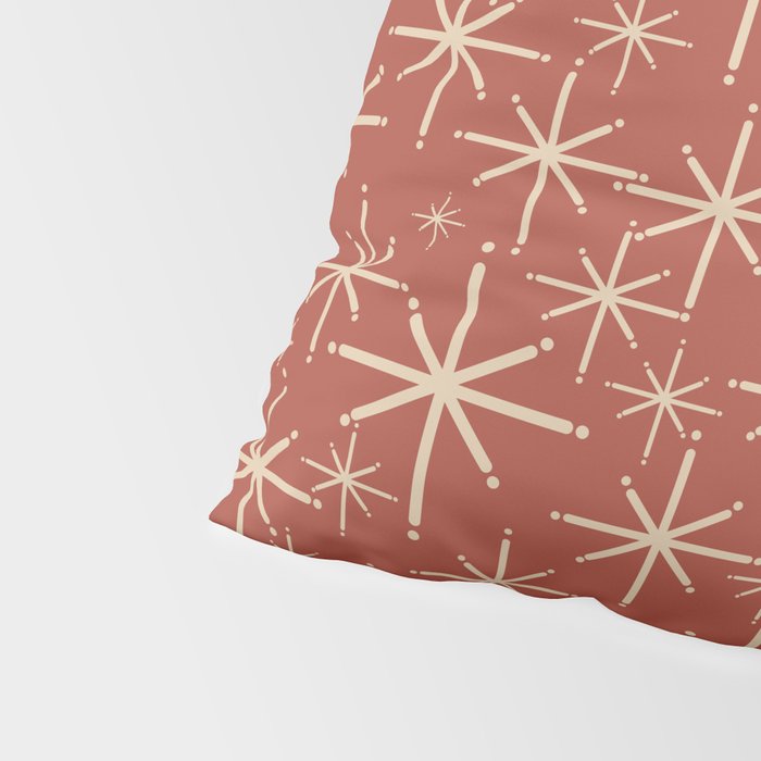Mid Century Modern Twinkling Stars Retro Atomic Rust Pattern Pillow Sham Gallery Image 4