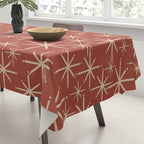Mid Century Modern Twinkling Stars Retro Atomic Rust Pattern Tablecloth Gallery Image 3