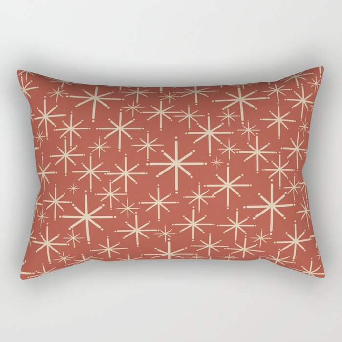 Mid Century Modern Twinkling Stars Retro Atomic Rust Pattern Rectangular Pillow Gallery Image 2
