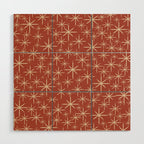 Mid Century Modern Twinkling Stars Retro Atomic Rust Pattern Wood Wall Art Gallery Image 1