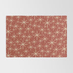 Mid Century Modern Twinkling Stars Retro Atomic Rust Pattern Rug Gallery Image 2