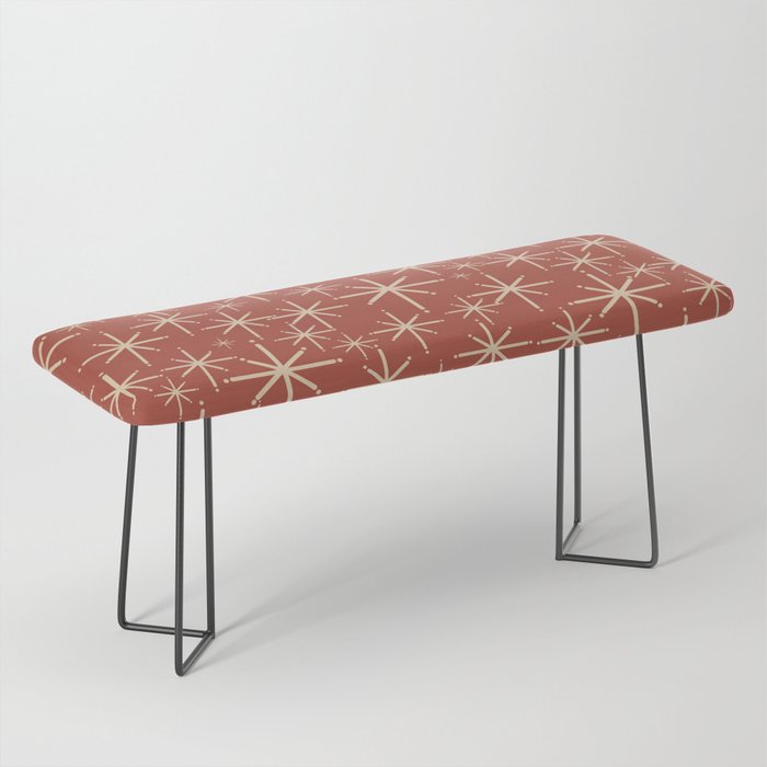 Mid Century Modern Twinkling Stars Retro Atomic Rust Pattern Bench Gallery Image 1