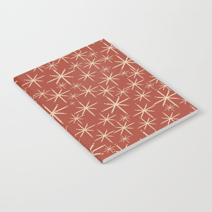 Mid Century Modern Twinkling Stars Retro Atomic Rust Pattern Notebook Gallery Image 2