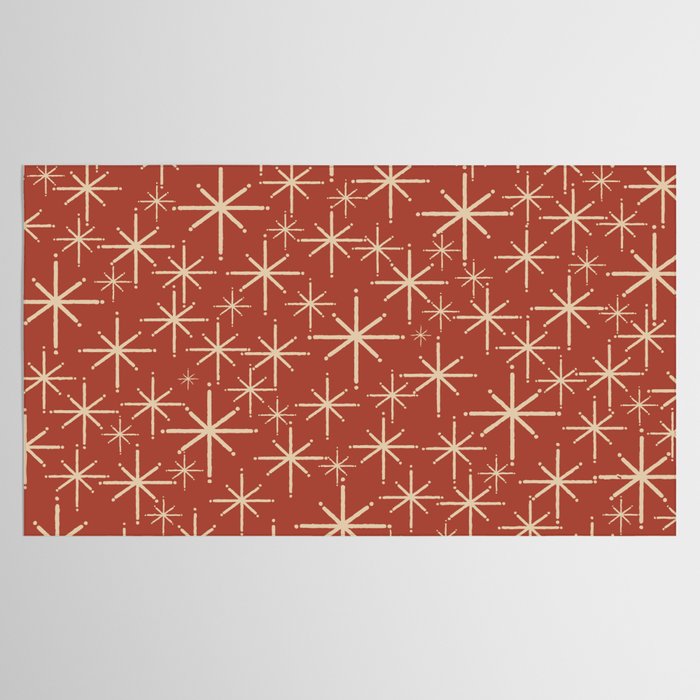 Mid Century Modern Twinkling Stars Retro Atomic Rust Pattern Tablecloth Gallery Image 2