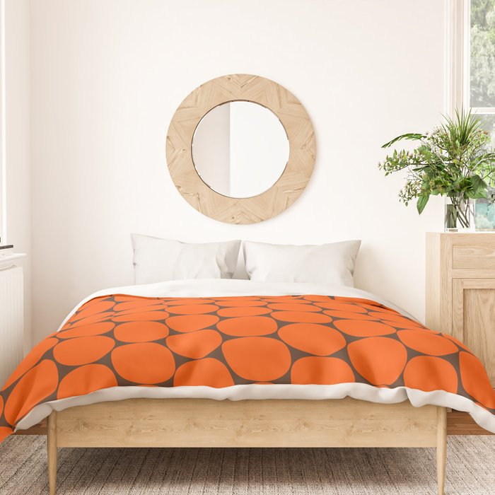 Mod Dots Retro Contemporary Pattern in 70s Orange and Dark Brown Duvet Cover Gallery Image 3