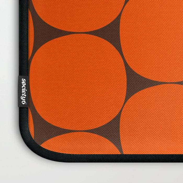 Mod Dots Retro Contemporary Pattern in 70s Orange and Dark Brown Laptop Sleeve Gallery Image 3
