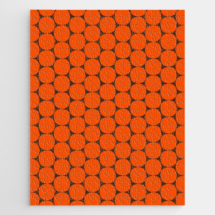 Mod Dots Retro Contemporary Pattern in 70s Orange and Dark Brown Jigsaw Puzzle Gallery Image 1