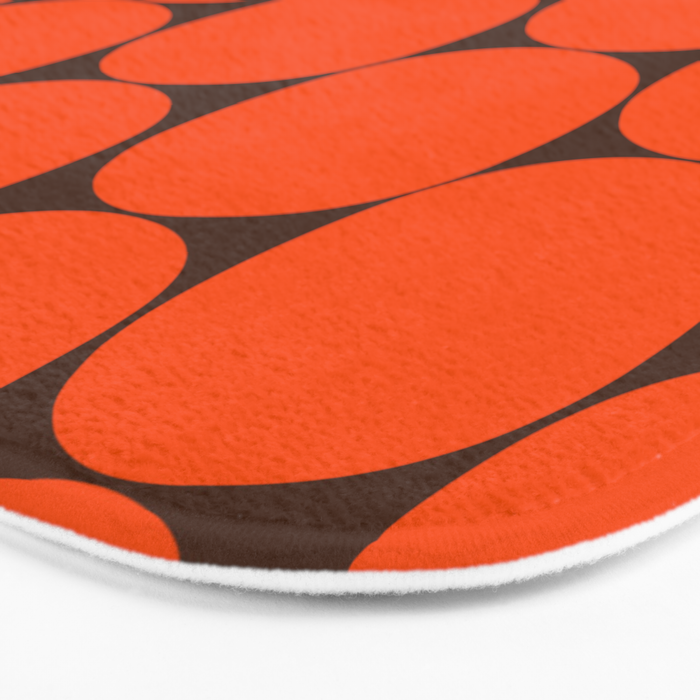 Mod Dots Retro Contemporary Pattern in 70s Orange and Dark Brown Bath Mat Gallery Image 3