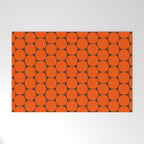 Mod Dots Retro Contemporary Pattern in 70s Orange and Dark Brown Welcome Mat Gallery Image 1