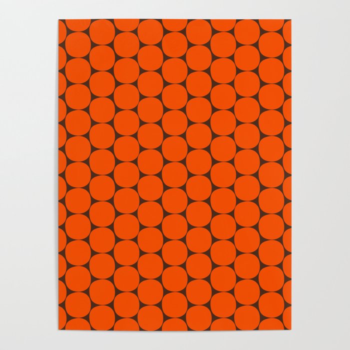 Mod Dots Retro Contemporary Pattern in 70s Orange and Dark Brown Poster Gallery Image 4