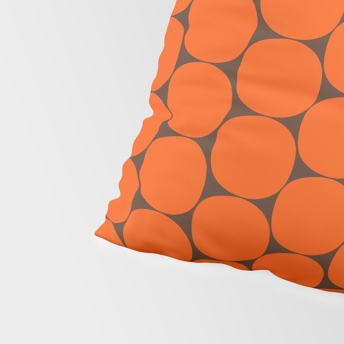 Mod Dots Retro Contemporary Pattern in 70s Orange and Dark Brown Pillow Sham Gallery Image 4