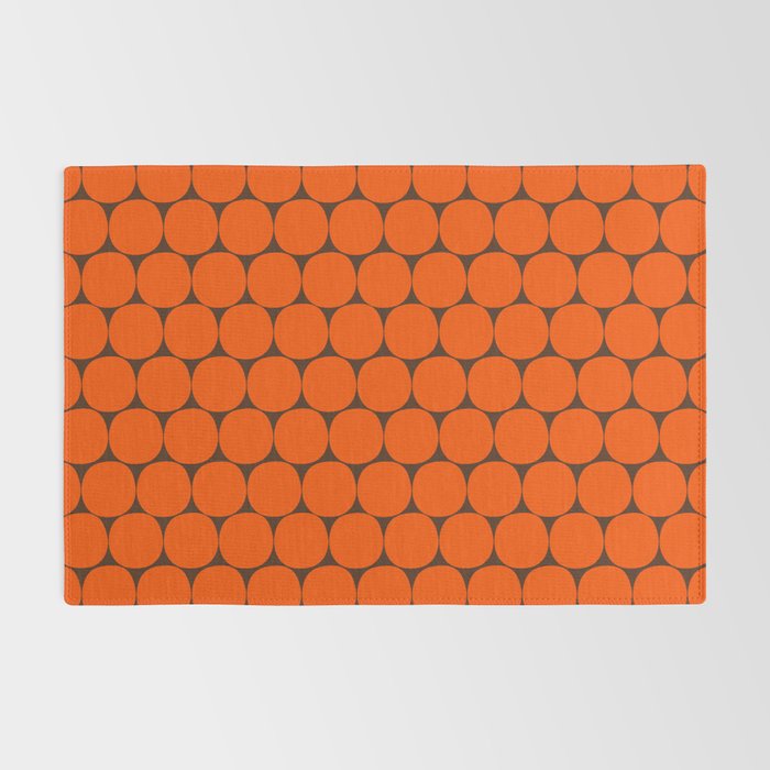 Mod Dots Retro Contemporary Pattern in 70s Orange and Dark Brown Rug Gallery Image 2