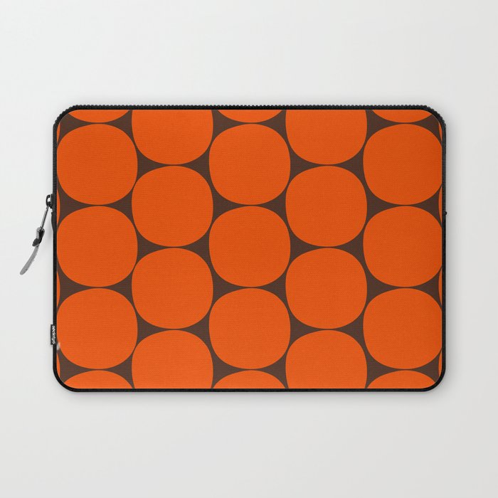 Mod Dots Retro Contemporary Pattern in 70s Orange and Dark Brown Laptop Sleeve Gallery Image 1