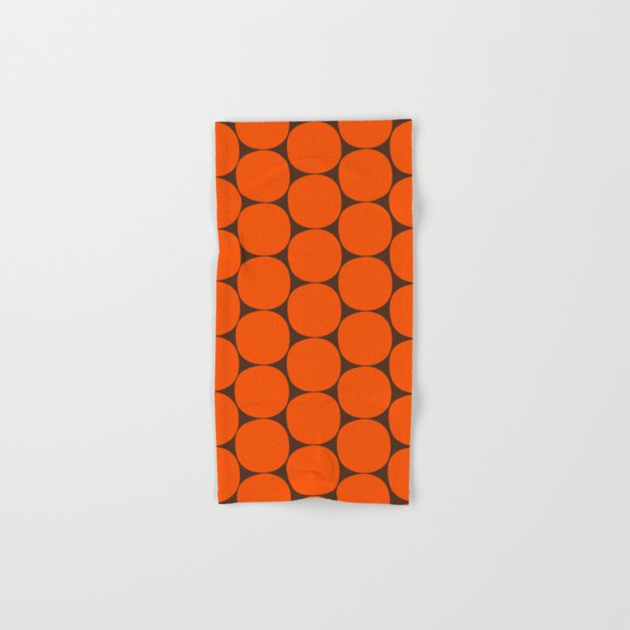 Mod Dots Retro Contemporary Pattern in 70s Orange and Dark Brown Bath Towel Gallery Image 1