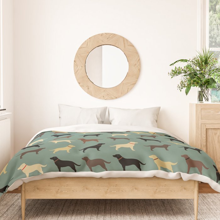 Labrador Retriever Dog Silhouettes Pattern Duvet Cover Gallery Image 3