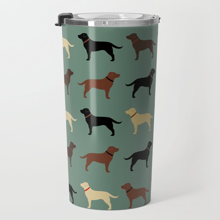 Labrador Retriever Dog Silhouettes Pattern Travel Mug Gallery Image 3