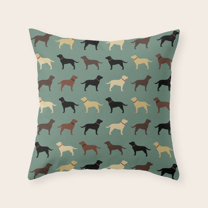 Labrador Retriever Dog Silhouettes Pattern Throw Pillow Gallery Image 6