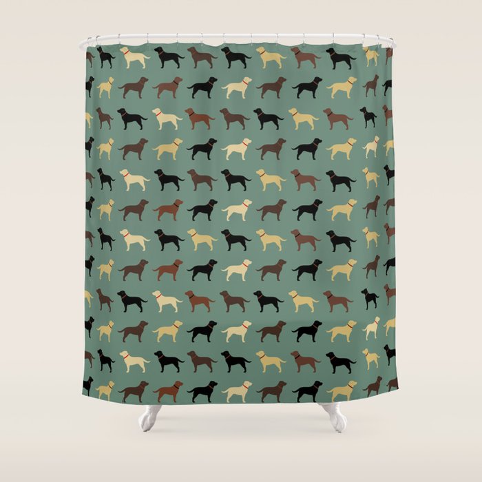 Labrador Retriever Dog Silhouettes Pattern Shower Curtain Gallery Image 1