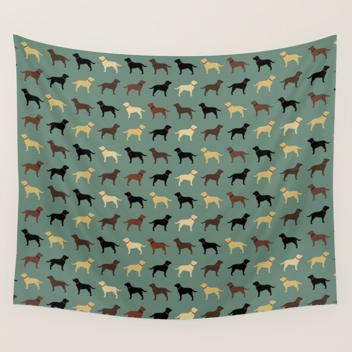 Labrador Retriever Dog Silhouettes Pattern Wall Tapestry Gallery Image 1