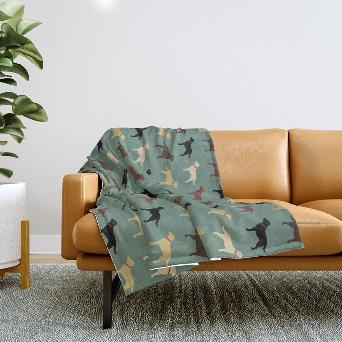 Labrador Retriever Dog Silhouettes Pattern Throw Blanket Gallery Image 1