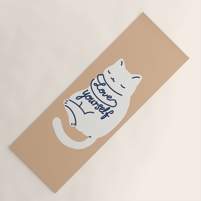 Love Yourself Cat Yoga Mat Gallery Image 1