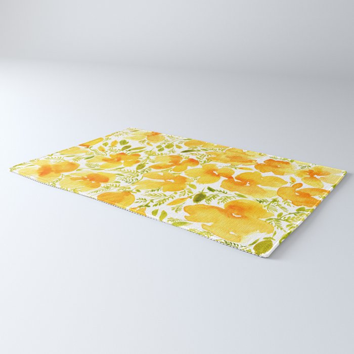 Watercolor California poppies (Quad set, #2) Rug Gallery Image 3