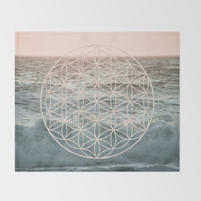 Mandala Flower of Life Sea Throw Blanket Gallery Image 2