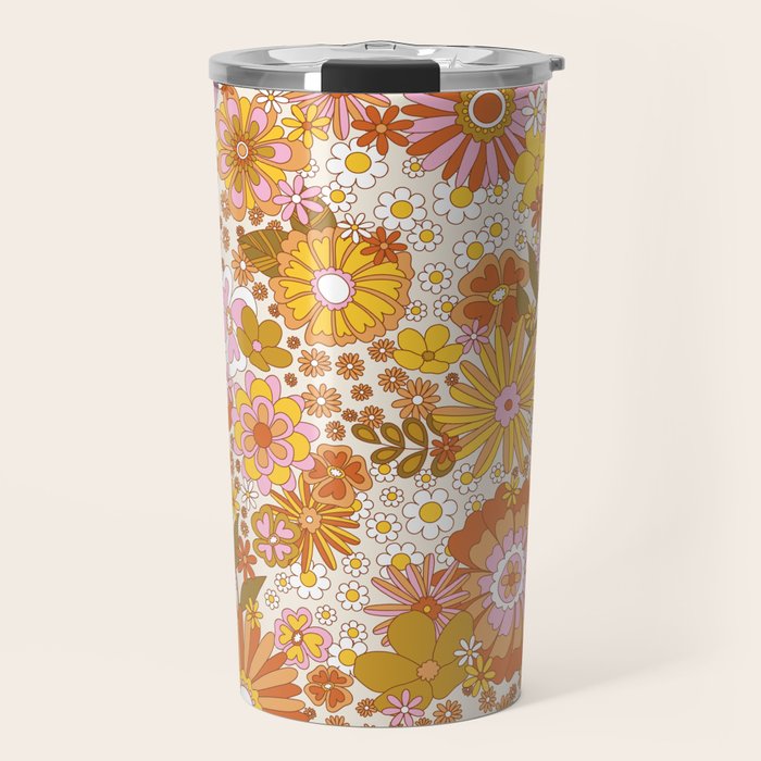 70s Floral Pattern Travel Mug Gallery Image 1