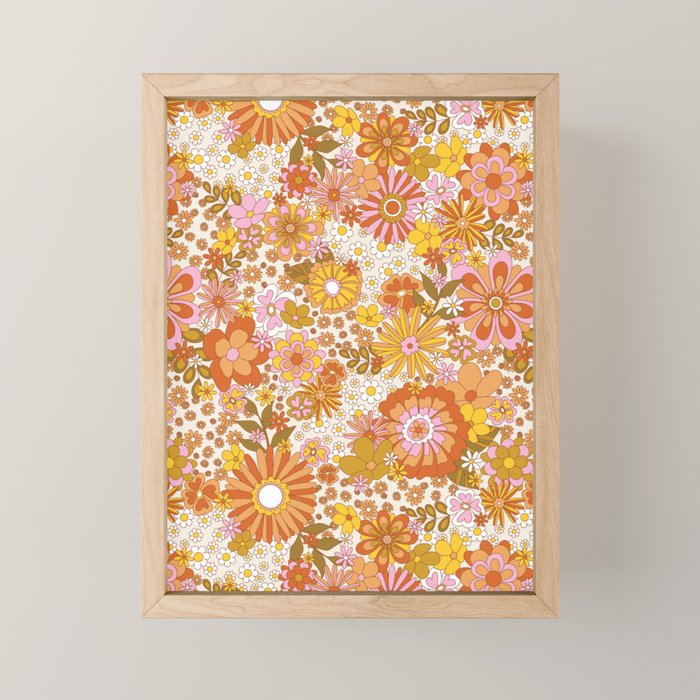 70s Floral Pattern Mini Art Print Gallery Image 1