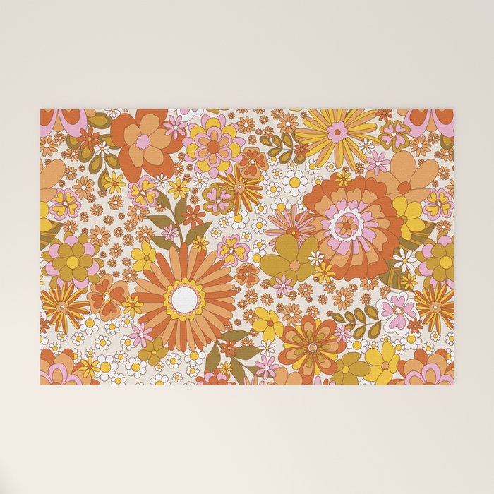 70s Floral Pattern Welcome Mat Gallery Image 1