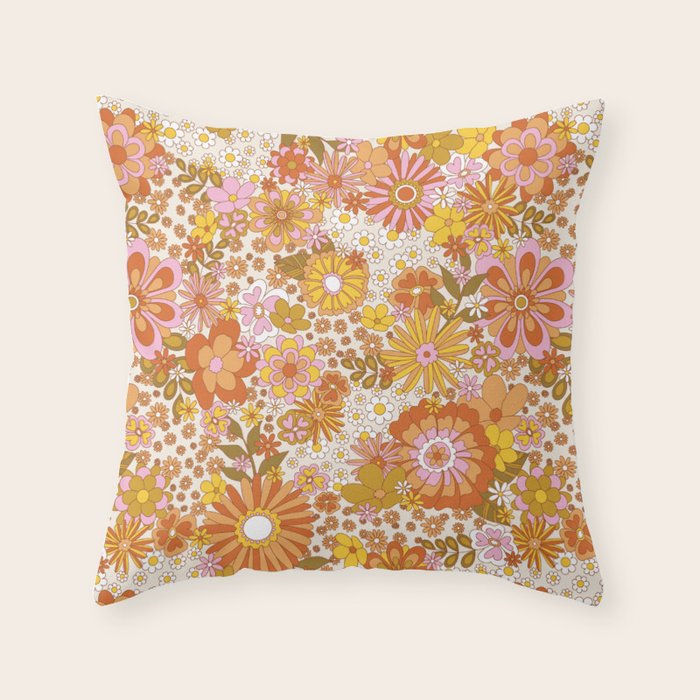 70s Floral Pattern Throw Pillow Gallery Image 6