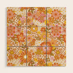 70s Floral Pattern Wood Wall Art Gallery Image 1