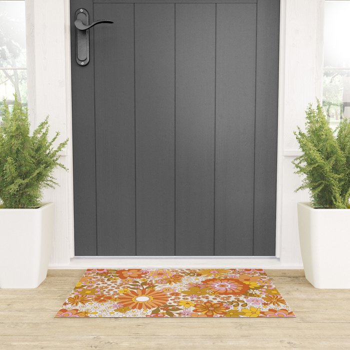 70s Floral Pattern Welcome Mat Gallery Image 3