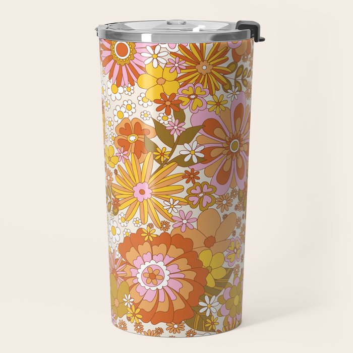 70s Floral Pattern Travel Mug Gallery Image 2
