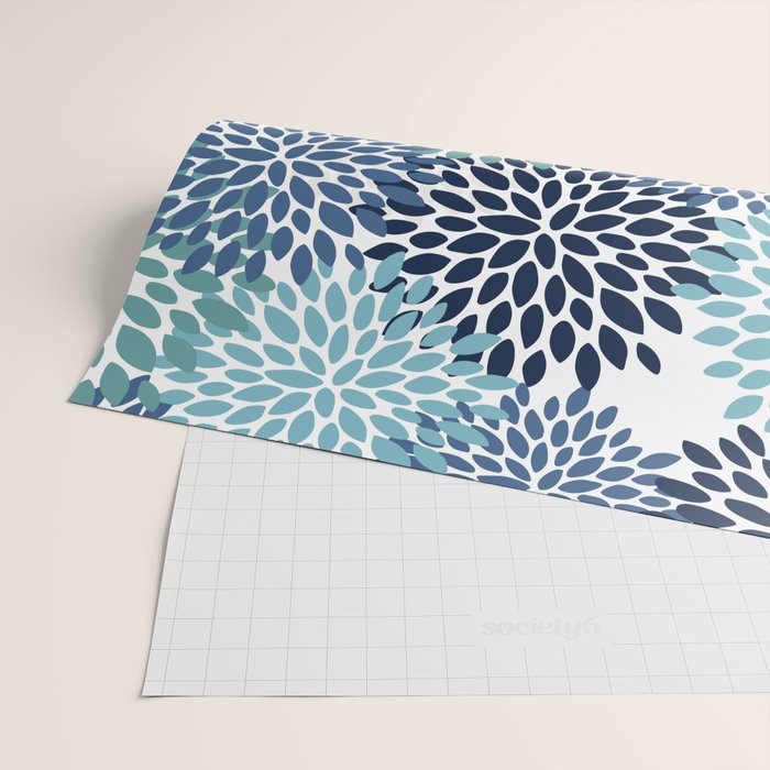 Floral Blooms, Navy, Blue and Teal Wrapping Paper Gallery Image 2