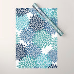 Floral Blooms, Navy, Blue and Teal Wrapping Paper Gallery Image 1