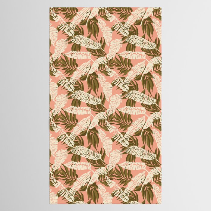 Jungle Leaf Coral Pink Tablecloth Gallery Image 2