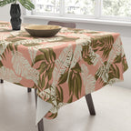 Jungle Leaf Coral Pink Tablecloth Gallery Image 3