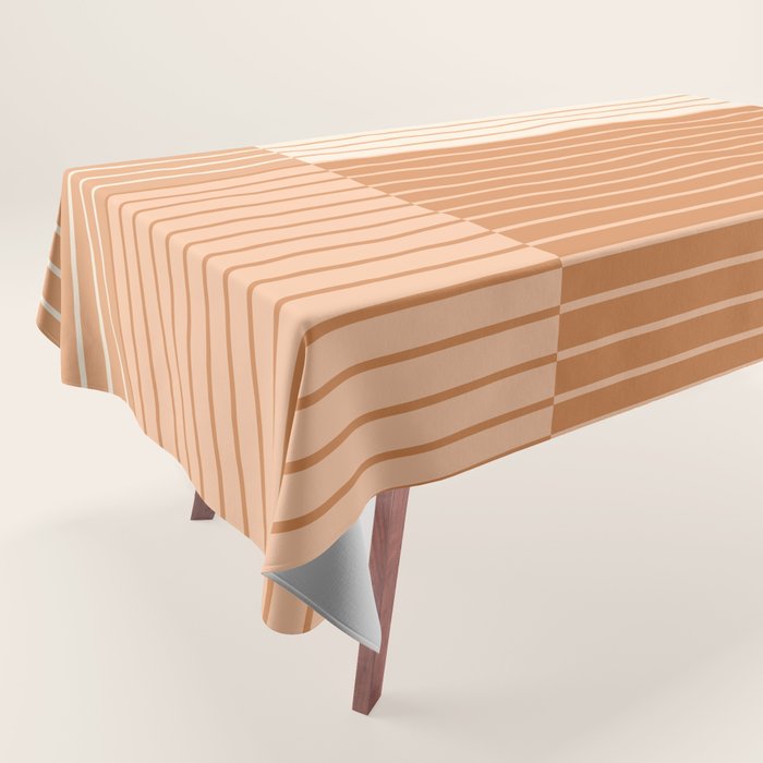 Color Block Line Abstract LXXIII Pantone Peach Fuzz Tablecloth Gallery Image 1