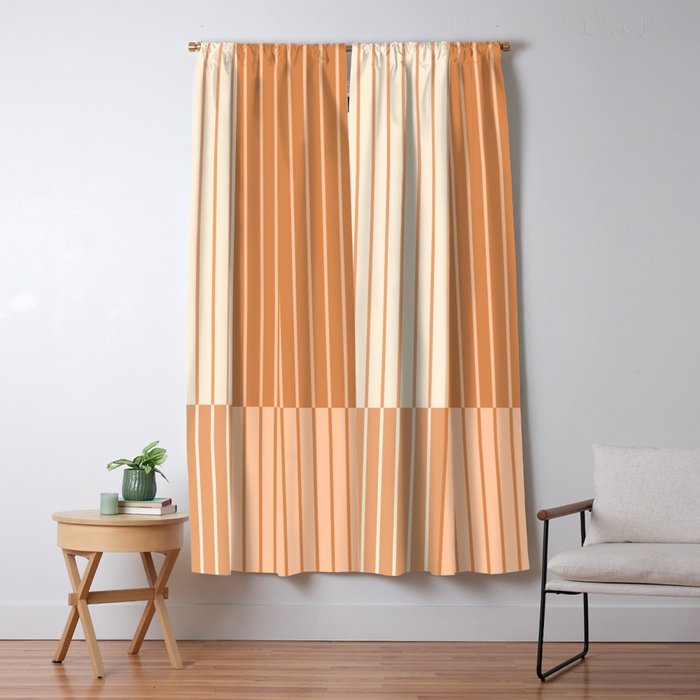 Color Block Line Abstract LXXIII Pantone Peach Fuzz Window Curtain Gallery Image 1