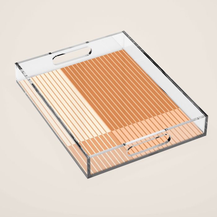 Color Block Line Abstract LXXIII Pantone Peach Fuzz Acrylic Tray Gallery Image 1