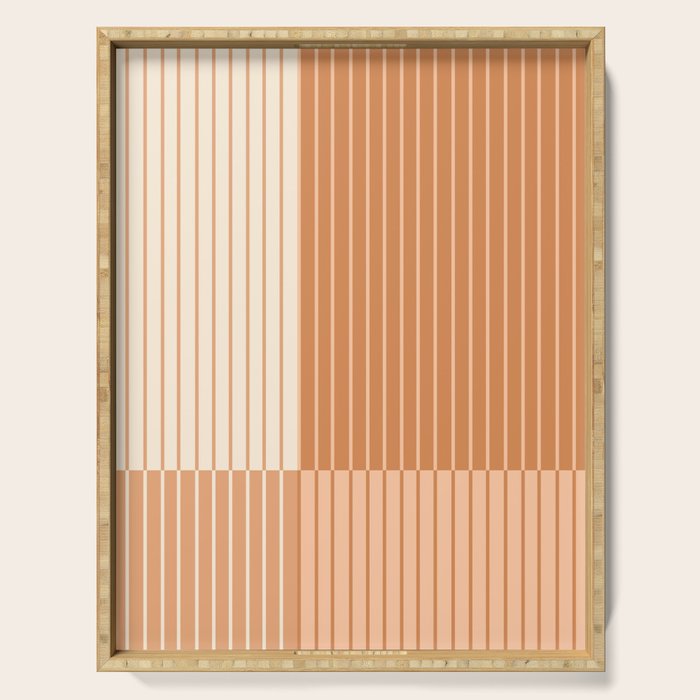 Color Block Line Abstract LXXIII Pantone Peach Fuzz Serving Tray Gallery Image 1