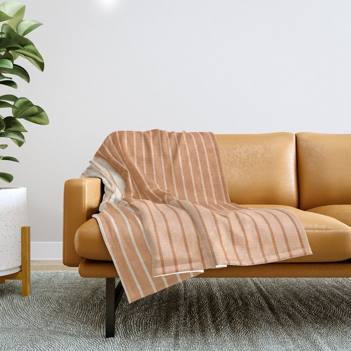 Color Block Line Abstract LXXIII Pantone Peach Fuzz Throw Blanket Gallery Image 1