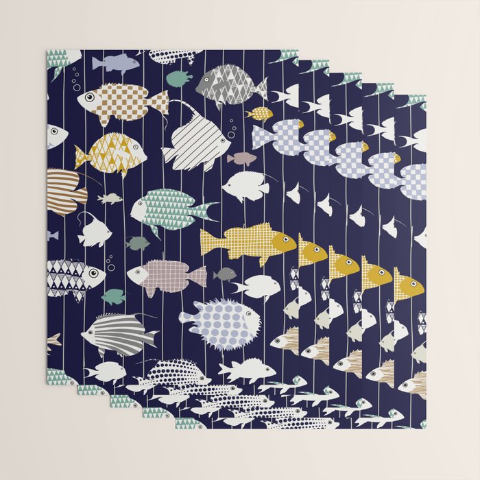 Fresh fish on dark navy blue pattern Wrapping Paper Gallery Image 3