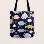 Fresh fish on dark navy blue pattern Tote Bag Gallery Image 1
